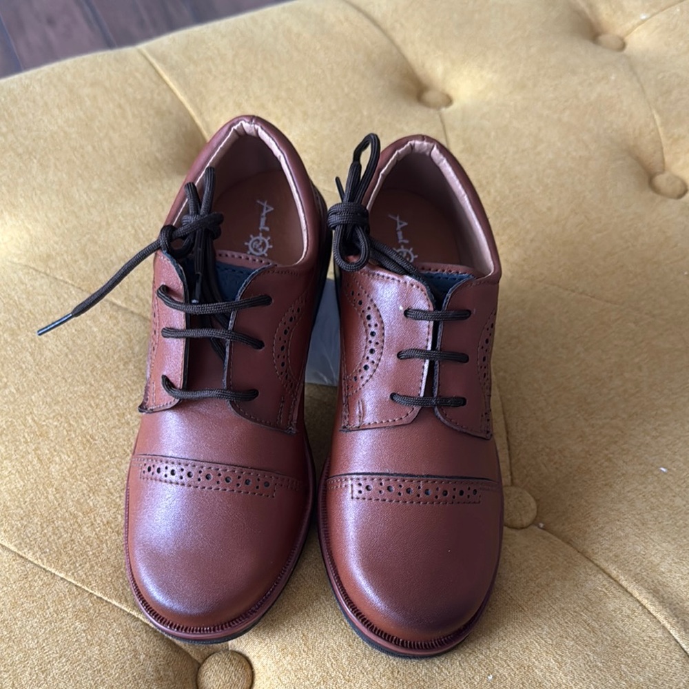 Brown Leather Oxford Boys Shoes size 2 Mexican leather